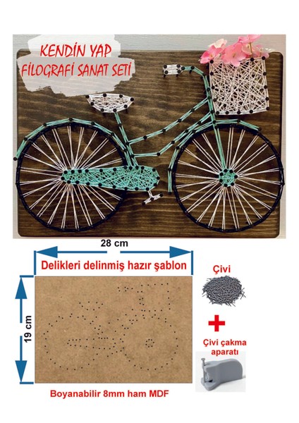 Ip Sanatı Dikkat Geliştirici El Becerisi Eiğtimi Filografi Hazır Set Bisiklet