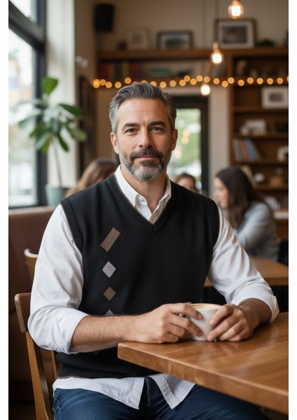 Erkek Çelik Örgü Intersiye Kışlık Kalın Triko V Yaka Triko Örgü Tüylenmez Baba Süveter fırsatları