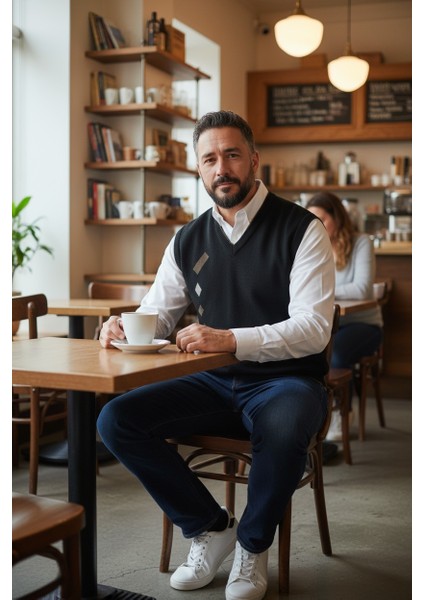 Erkek Çelik Örgü Intersiye Kışlık Kalın Triko V Yaka Triko Örgü Tüylenmez Baba Süveter indirimleri