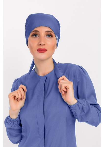 Düz Fırtına Mavisi Tesettür Doktor Hemşire Hastane Aşçı Cerrahi Bone fiyatları