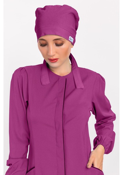 Düz Açık Mor Doktor Hemşire Hastane Medikal Tesettür Cerrahi Bonesi