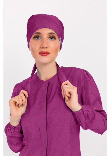 Düz Açık Mor Doktor Hemşire Hastane Medikal Tesettür Cerrahi Bonesi fiyatları