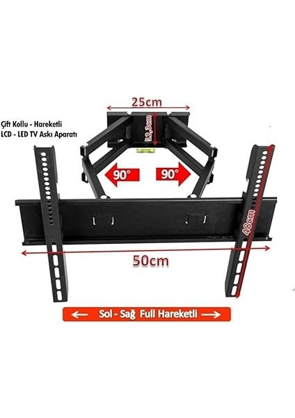 55'' - 65'' Ekran Çift Kollu Hareketli LED Tv Askı Aparatı - 140-165 Ekran Arası indirimleri
