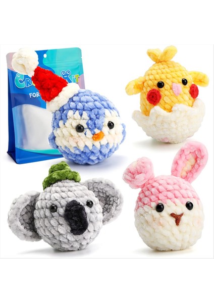 Tığ Işi Kit Diy Sevimli Hayvanlar Örgü Iplikli Tığ Işi Kiti Peluş Bebek Kolay (Kuş, Tavşan, Koala, Civciv) (Yurt Dışından)