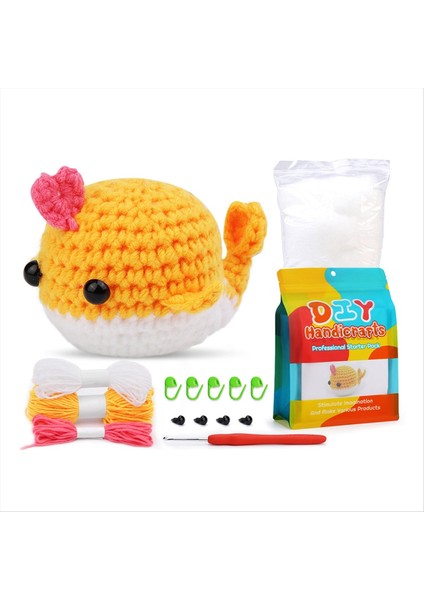 Dıy Balina Tığ Işi Kiti Iplik Iğneleri Peluş Bebek Kolay (Sarı) (Yurt Dışından)