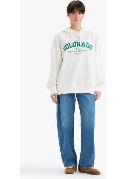 Oversize Geniş Kalıp Kapüşonlu Baskılı Sweatshirt F6089AX25AU fiyatları