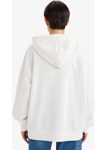 Oversize Geniş Kalıp Kapüşonlu Baskılı Sweatshirt F6089AX25AU