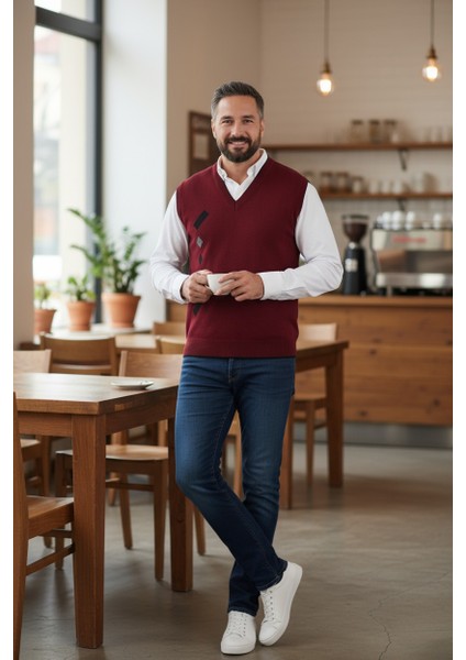 Erkek Çelik Örgü Intersiye Kışlık Kalın Triko V Yaka Triko Örgü Tüylenmez Baba Süveter modelleri