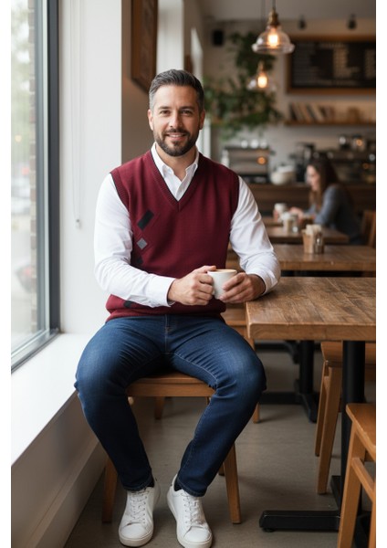 Erkek Çelik Örgü Intersiye Kışlık Kalın Triko V Yaka Triko Örgü Tüylenmez Baba Süveter fırsatları