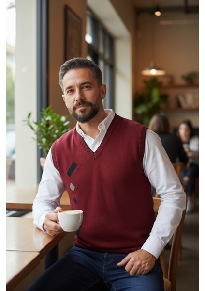 Erkek Çelik Örgü Intersiye Kışlık Kalın Triko V Yaka Triko Örgü Tüylenmez Baba Süveter indirimleri