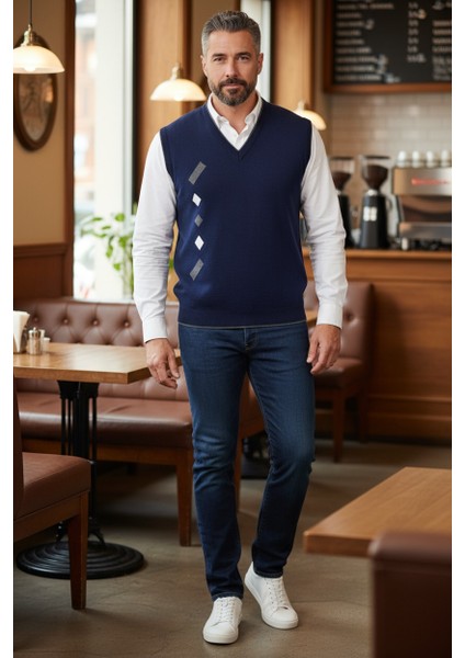 Erkek Çelik Örgü Intersiye Kışlık Kalın Triko V Yaka Triko Örgü Tüylenmez Baba Süveter modelleri