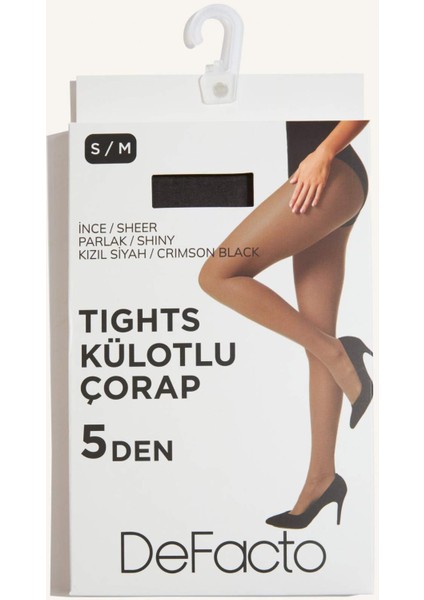 Kadın Kızıl Siyah 5 Denye Külotlu Çorap B5872AXNS fırsatları