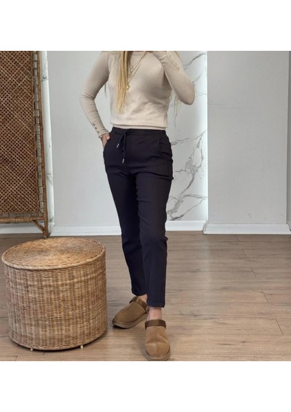 Kadın Full Likralı Beli Bağçıklı Süper Rahat Duble Paça Bilek Boy Üst Düzey Pantolon modelleri