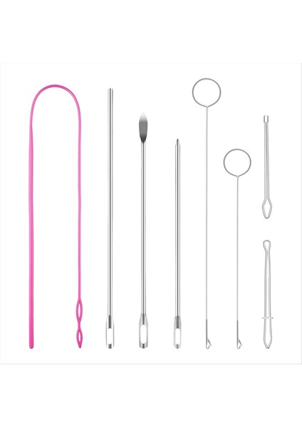 Drawstring Threader Aracı Seti, Paslanmaz Çelik Dikiş Döngüsü Turner Kancalar Mandal, Esnek Çizme Threader (Yurt Dışından)