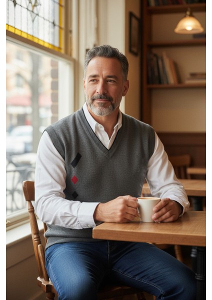 Erkek Çelik Örgü Intersiye Kışlık Kalın Triko V Yaka Triko Örgü Tüylenmez Baba Süveter fiyatları