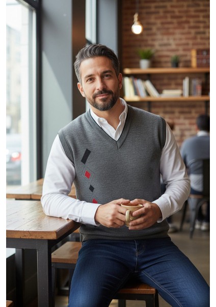 Erkek Çelik Örgü Intersiye Kışlık Kalın Triko V Yaka Triko Örgü Tüylenmez Baba Süveter modelleri