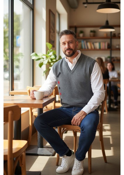 Erkek Çelik Örgü Intersiye Kışlık Kalın Triko V Yaka Triko Örgü Tüylenmez Baba Süveter indirimleri