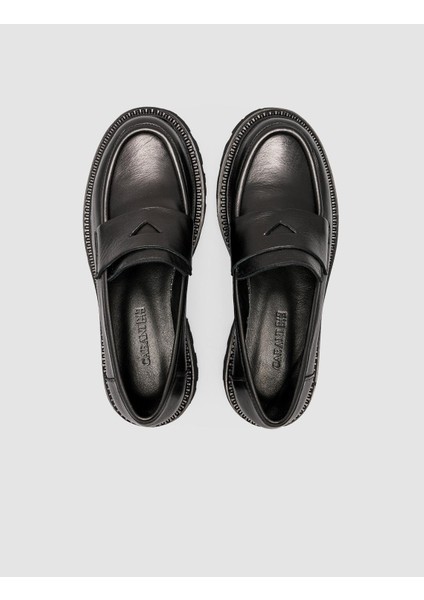 %100 Hakiki Deri Siyah Kadın Loafer fiyatları