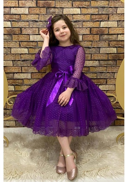 Rengarenk Fransız Dantel Tokalı Kız Çocuk Elbise fırsatları