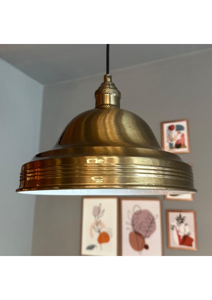 Ulmete Eskitme Renk Lale Başlık Tekli Sarkıt Avize Salon Ofis Restoran Avizeleri Vintage Tasarım