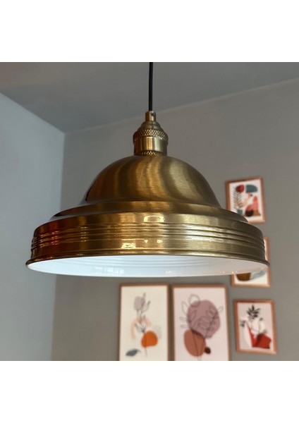 Ulmete Eskitme Renk Lale Başlık Tekli Sarkıt Avize Salon Ofis Restoran Avizeleri Vintage Tasarım