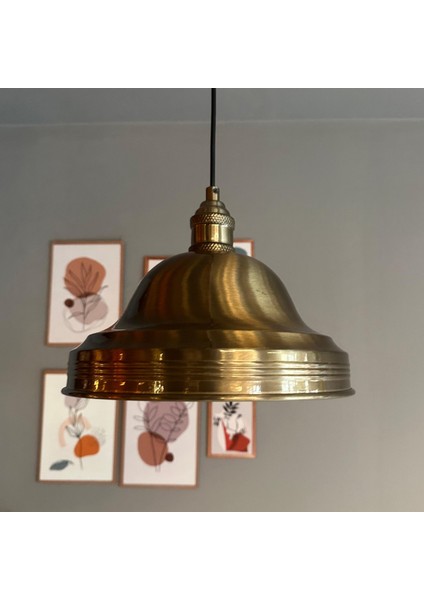 Ulmete Eskitme Renk Lale Başlık Tekli Sarkıt Avize Salon Ofis Restoran Avizeleri Vintage Tasarım