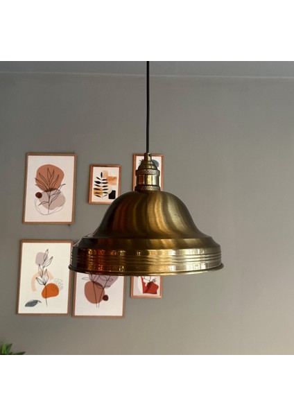 Ulmete Eskitme Renk Lale Başlık Tekli Sarkıt Avize Salon Ofis Restoran Avizeleri Vintage Tasarım