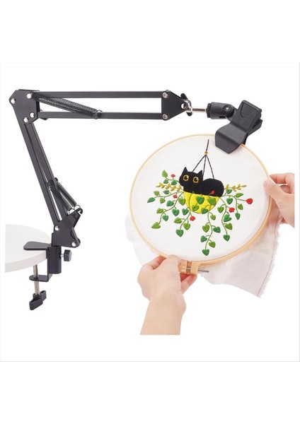 Siyah Nakış Masası Standı Kit El Nakış Çember Tutucu 360 Döndürülmüş Nakış Tutucusu Nakış Çemberleri Için Standı (Yurt Dışından)