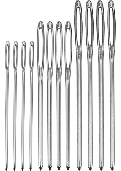 12 Parça Künt Iğneler Büyük Göz Iğneleri Çelik Örgü Iğneleri Dikiş Aletleri Açık Şişe, 3 Boyutta (Yurt Dışından)