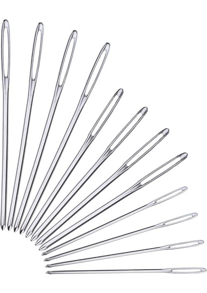 12 Parça Künt Iğneler Büyük Göz Iğneleri Çelik Örgü Iğneleri Dikiş Aletleri Açık Şişe, 3 Boyutta (Yurt Dışından) fiyatları