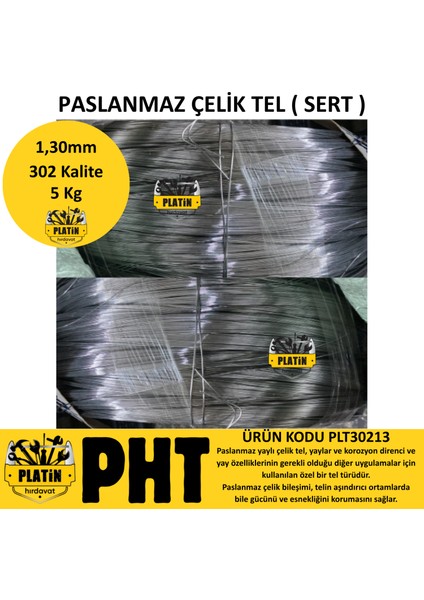 302 Kalite Paslanmaz Çelik Tel 1,30MM ( Parlak ) 5 kg fiyatları