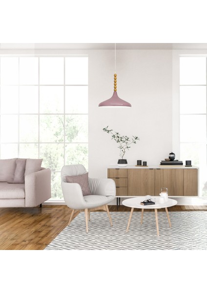Lila Ahşap Altı Boncuklu Tekli Avize Sarkıt Salon Mutfak Butik Lamba modelleri