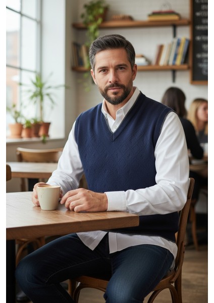 Erkek Çelik Örgü Intersiye Kışlık Kalın Triko V Yaka Triko Örgü Tüylenmez Baba Süveter indirimleri