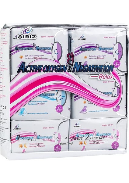 Airiz Hijyenik, Doğal, Aktif Oksijen Negatif Iyon Içerikli Gündüz, Gece ve Günlük Ped.