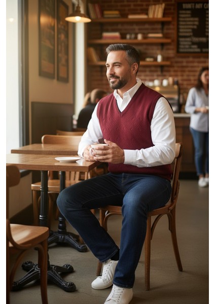 Erkek Çelik Örgü Intersiye Kışlık Kalın Triko V Yaka Triko Örgü Tüylenmez Baba Süveter fiyatları