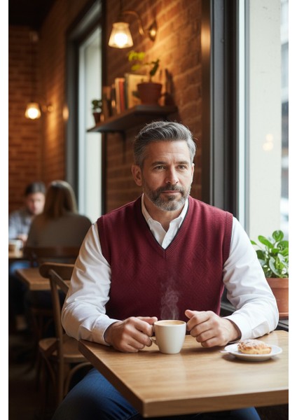 Erkek Çelik Örgü Intersiye Kışlık Kalın Triko V Yaka Triko Örgü Tüylenmez Baba Süveter modelleri