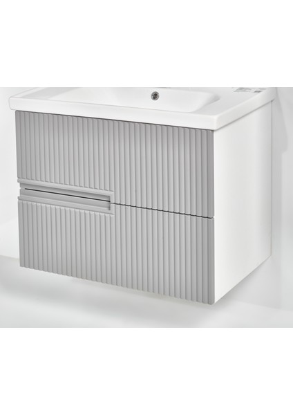 Granit Lavabolu Fenice 80 cm Alt Üst Banyo Dolabı Takımı Gri fiyatları