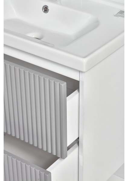 Granit Lavabolu Fenice 80 cm Alt Üst Banyo Dolabı Takımı Gri fırsatları