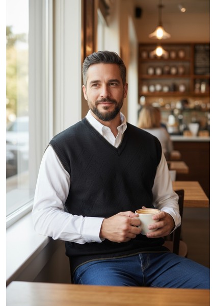 Erkek Çelik Örgü Intersiye Kışlık Kalın Triko V Yaka Triko Örgü Tüylenmez Baba Süveter modelleri