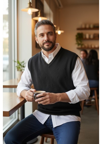 Erkek Çelik Örgü Intersiye Kışlık Kalın Triko V Yaka Triko Örgü Tüylenmez Baba Süveter indirimleri