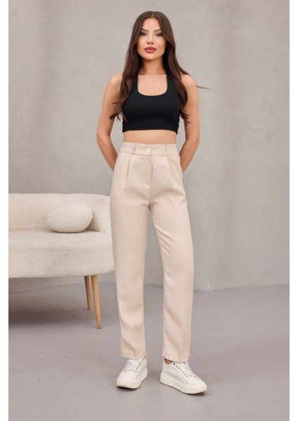 Kadın Yüksek Bel Havuç Model Beli Lastikli Dar Paça Pantolon indirimleri