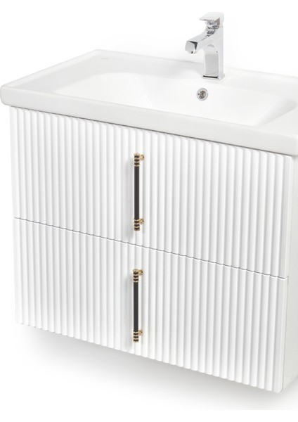 Granit Lavabolu Ottima 60 cm Alt Üst Banyo Dolabı Takımı Beyaz modelleri