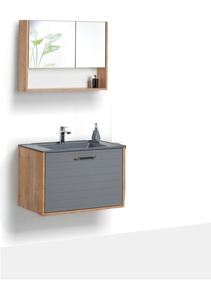 Granit Lavabolu Blaze 65 cm Alt Üst Banyo Dolabı Takımı