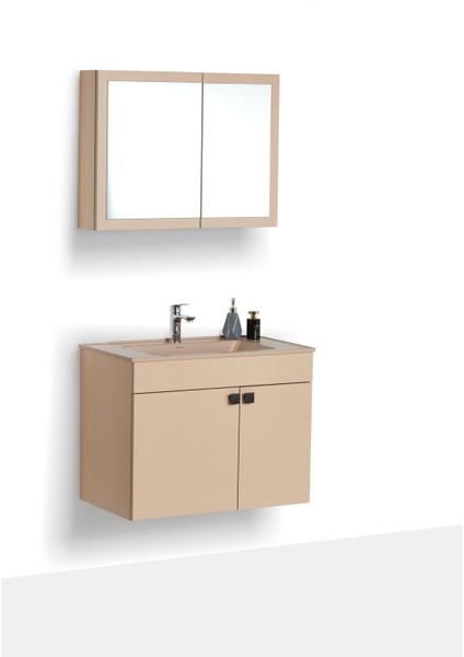 Granit Lavabolu Candy 80 cm Alt Üst Banyo Dolabı Takımı