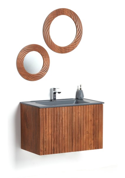 Granit Lavabolu Magma 80 cm Alt Üst Banyo Dolabı Takımı