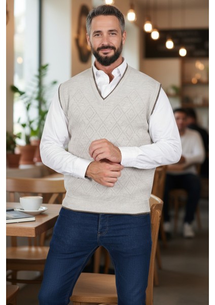 Erkek Çelik Örgü Intersiye Kışlık Kalın Triko V Yaka Triko Örgü Tüylenmez Baba Süveter modelleri