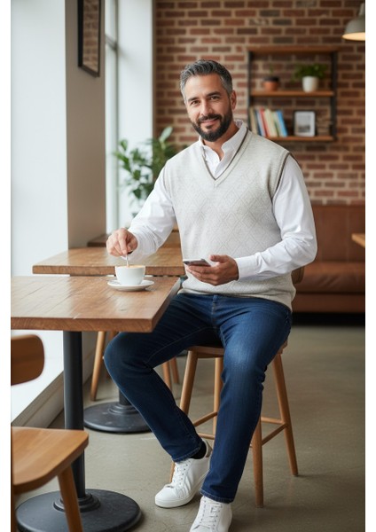 Erkek Çelik Örgü Intersiye Kışlık Kalın Triko V Yaka Triko Örgü Tüylenmez Baba Süveter indirimleri