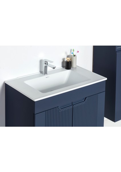 Granit Lavabolu Midnight 80 cm Alt Üst Banyo Dolabı Takımı fiyatları