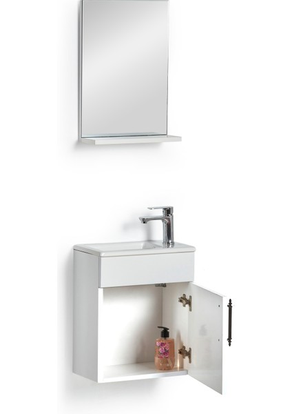 Mini 42 cm Alt Üst Banyo Dolabı Takımı