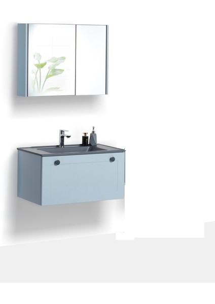 Granit Lavabolu North 65 cm Alt Üst Banyo Dolabı Takımı